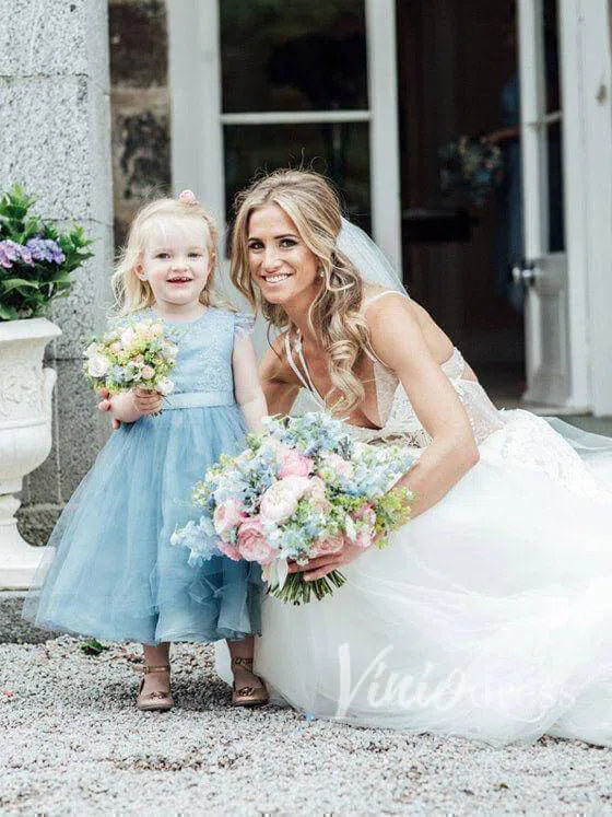 Dusty Blue Cute Toddler Flower Girl Dresses GL1020-flower girl dresses-Viniodress-Viniodress