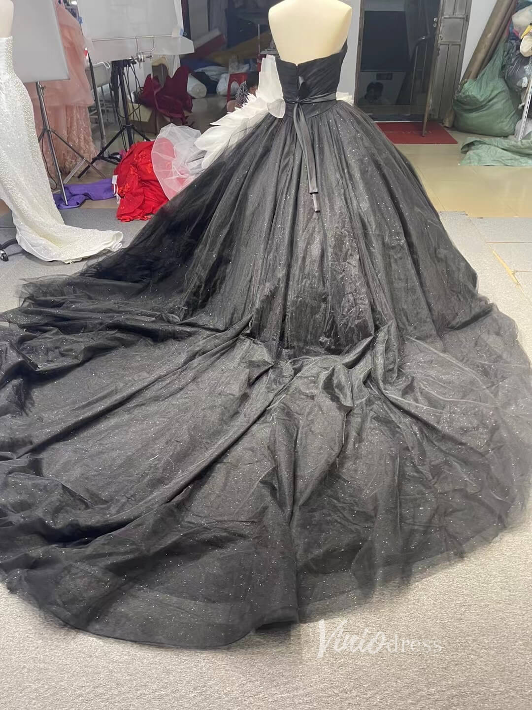 Dusty Blue Detachable Blossom Wedding Dresses Strapless Tiered Quinceanera Dress 231088-Quinceanera Dresses 2025 -Viniodress-Dusty Blue-Custom Size-