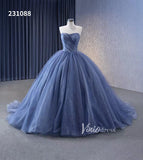 Dusty Blue Detachable Blossom Wedding Dresses Strapless Tiered Quinceanera Dress 231088-Quinceanera Dresses-Viniodress-Viniodress