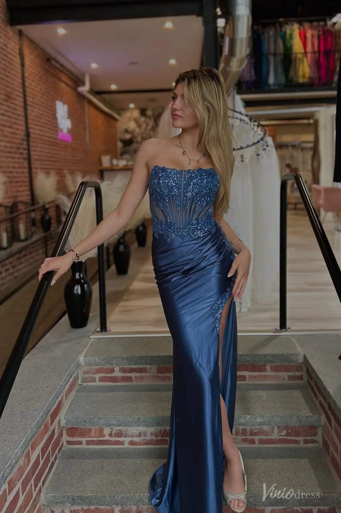 SS203-Prom Dresses 2026-Viniodress-Navy-Custom Size-