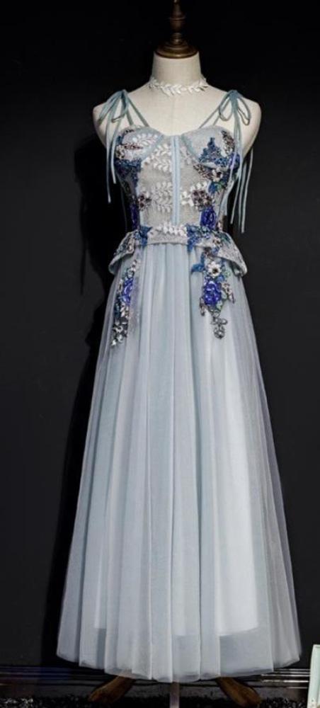 Dusty Blue Short Homecoming Dresses Lace Appliced Party Dress SD1380-Homecoming Dresses 2025 -VINIODRESS-US2-Dusty Blue-Long