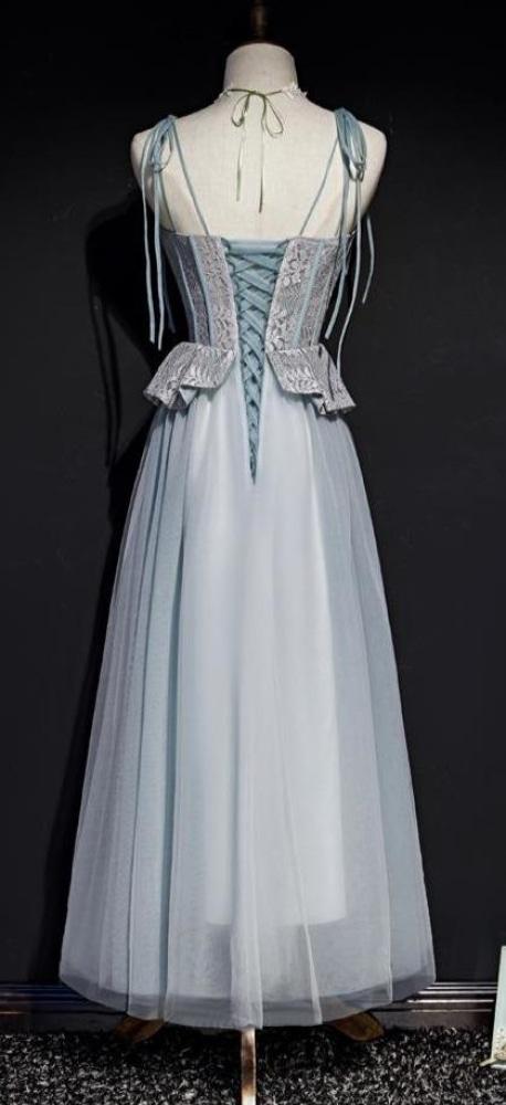 Dusty Blue Short Homecoming Dresses Lace Appliced Party Dress SD1380-Homecoming Dresses 2025 -VINIODRESS-US2-Dusty Blue-Short
