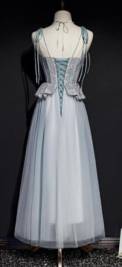 Dusty Blue Short Homecoming Dresses Lace Appliced Party Dress SD1380-Homecoming Dresses 2025 -VINIODRESS-US2-Dusty Blue-Short