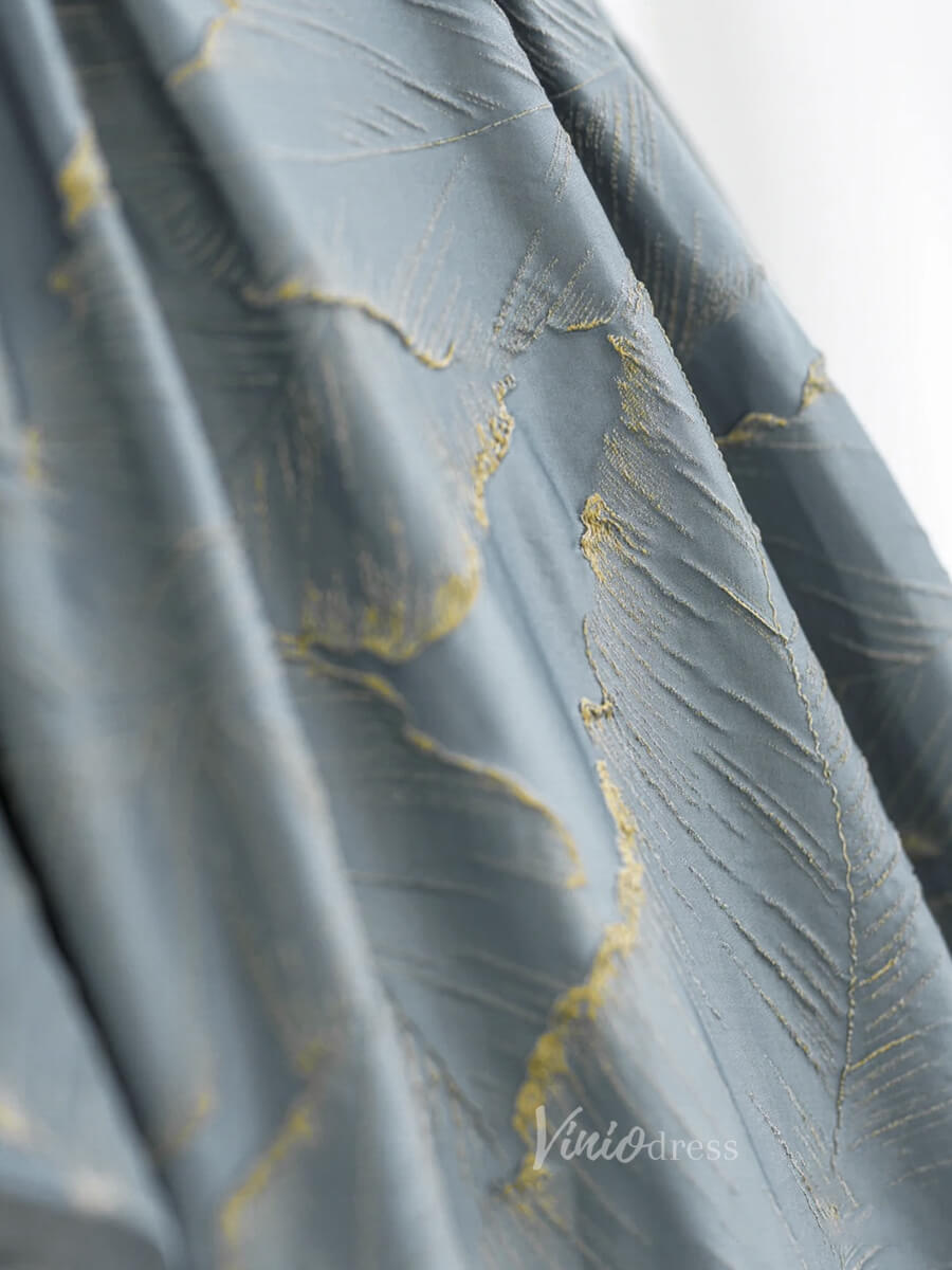 Dusty Blue Strapless Prom Dresses Jacquard Satin Formal Gown FD3239-prom dresses 2025 -Viniodress-Dusty Blue-Custom Size-