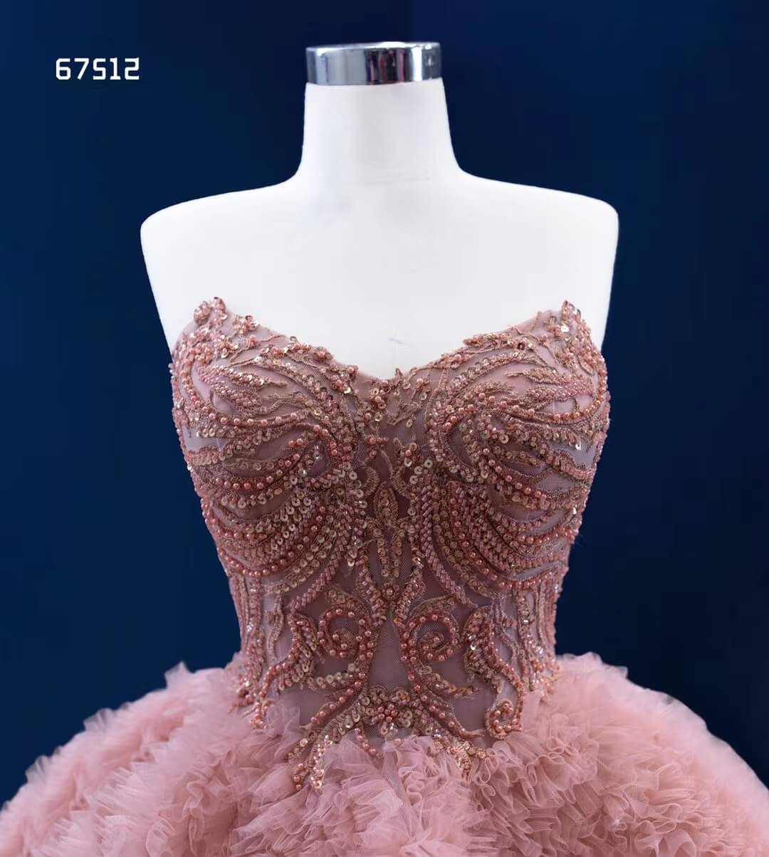 Dusty Rose Pink Ruffle Dress Layered Pageant Gown Wedding Dresses 67512-Quinceanera Dresses 2025 -Viniodress-Dusty Rose-Custom Size-