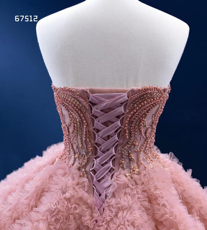 Dusty Rose Pink Ruffle Dress Layered Pageant Gown Wedding Dresses 67512-Quinceanera Dresses 2025 -Viniodress-Dusty Rose-Custom Size-