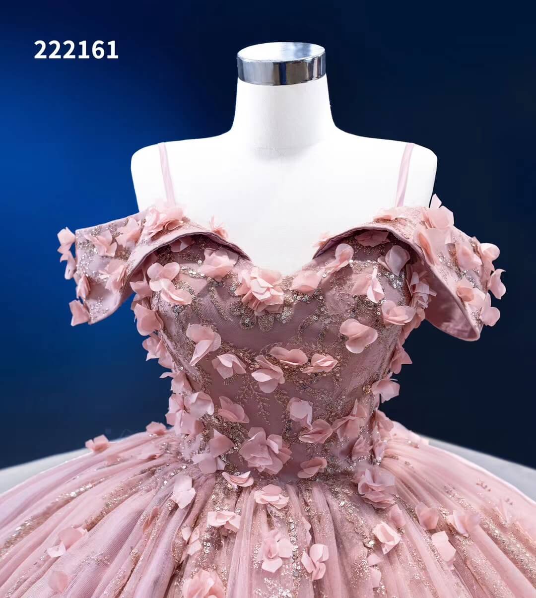 Dusty Rose 3D Flower Ball Gown Vintage Princess Quince Dresses 222161-Quinceanera Dresses-Viniodress-Viniodress