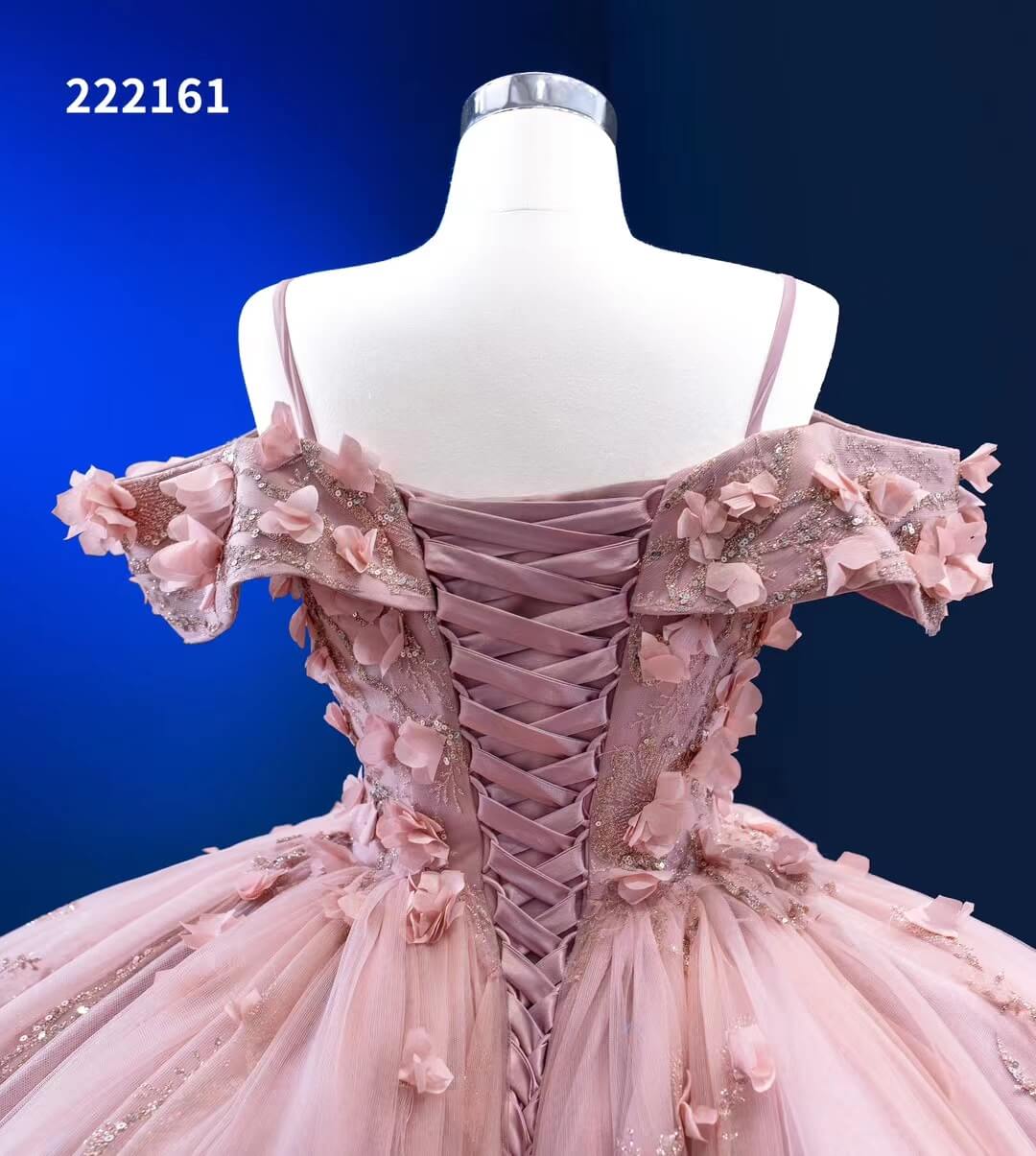 Dusty Rose 3D Flower Ball Gown Vintage Princess Quince Dresses 222161-Quinceanera Dresses-Viniodress-Viniodress