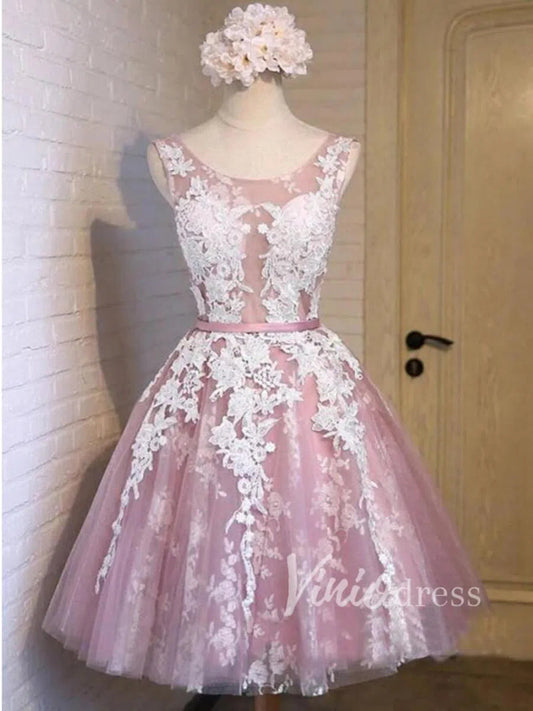 Short Prom Dresses 2025 Dusty Rose Lace Homecoming Dresses Cheap SD1109-homecoming dresses-Viniodress-Dusty Rose-Custom Size-Viniodress