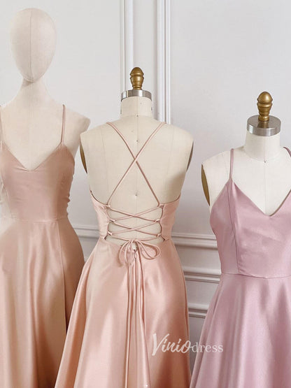 Dusty Rose Prom Dresses Spaghetti Strap Evening Dress FD3094-prom dresses 2025 -Viniodress-Dusty Rose-Custom Size-