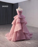 Dusty Rose Tiered Ruched Wedding Dresses Strapless Quinceanera Dress 241013-Quinceanera Dresses-Viniodress-Viniodress