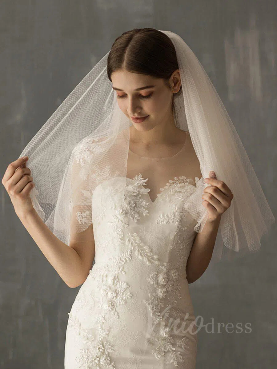 Elbow Length Wedding Veils Bridal Accessories AC1009-Bridal Veil 2025 -Viniodress-Ivory-