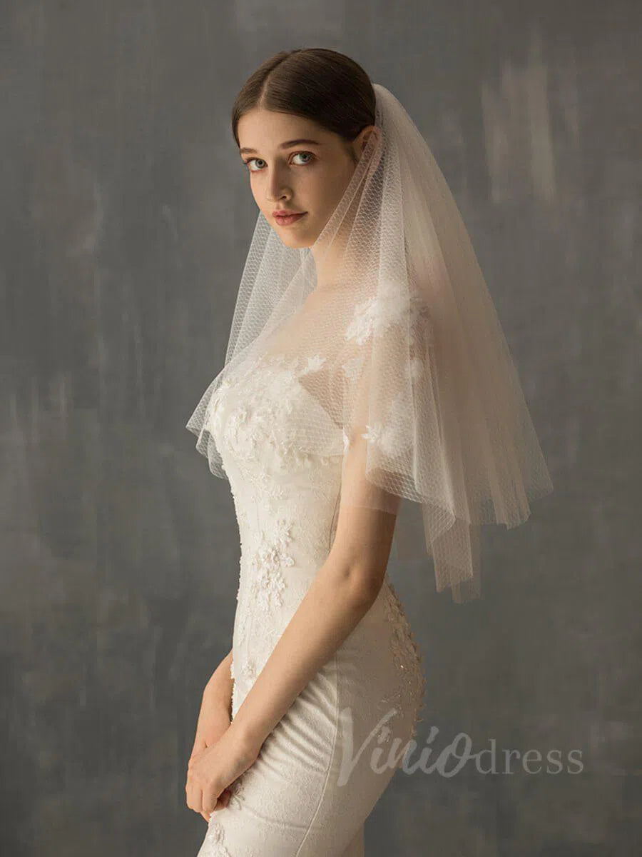 Elbow Length Wedding Veils Bridal Accessories AC1009-Bridal Veil 2025 -Viniodress-Ivory-