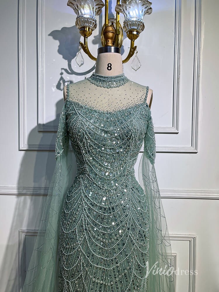 Elegant Beaded Evening Dresses Extra Long Sleeve Mother of the Bride Dresses AD1122-Evening Dresses 2025 -Viniodress-Mauve-US 2-