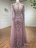 Elegant Beaded Evening Dresses Extra Long Sleeve Mother of the Bride Dresses AD1125-prom dresses-Viniodress-Viniodress