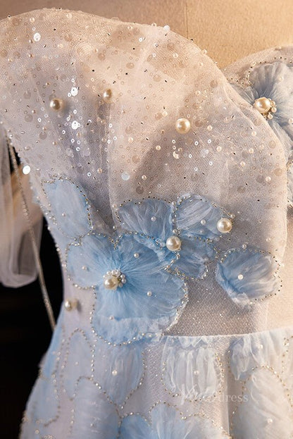Elegant Beaded Floral Prom Dresses Off the Shoulder Evening Dress AD1056-prom dresses 2025 -Viniodress-Light Blue-Custom Size-