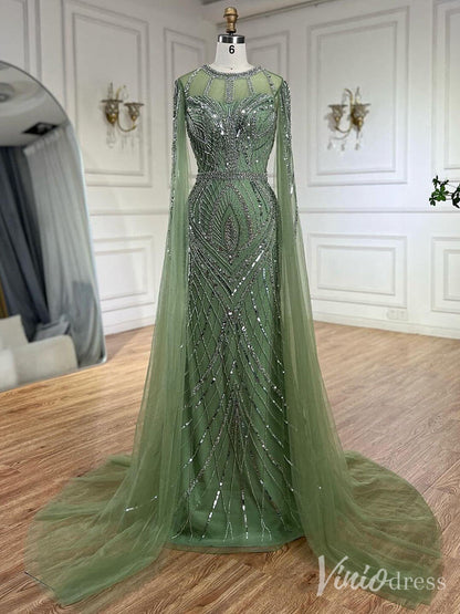 Elegant Beaded Lace Sheath Prom Dresses Extra Long Sleeve Pageant Dress 20213-Evening Dresses 2025 -Viniodress-Mauve-US 2-