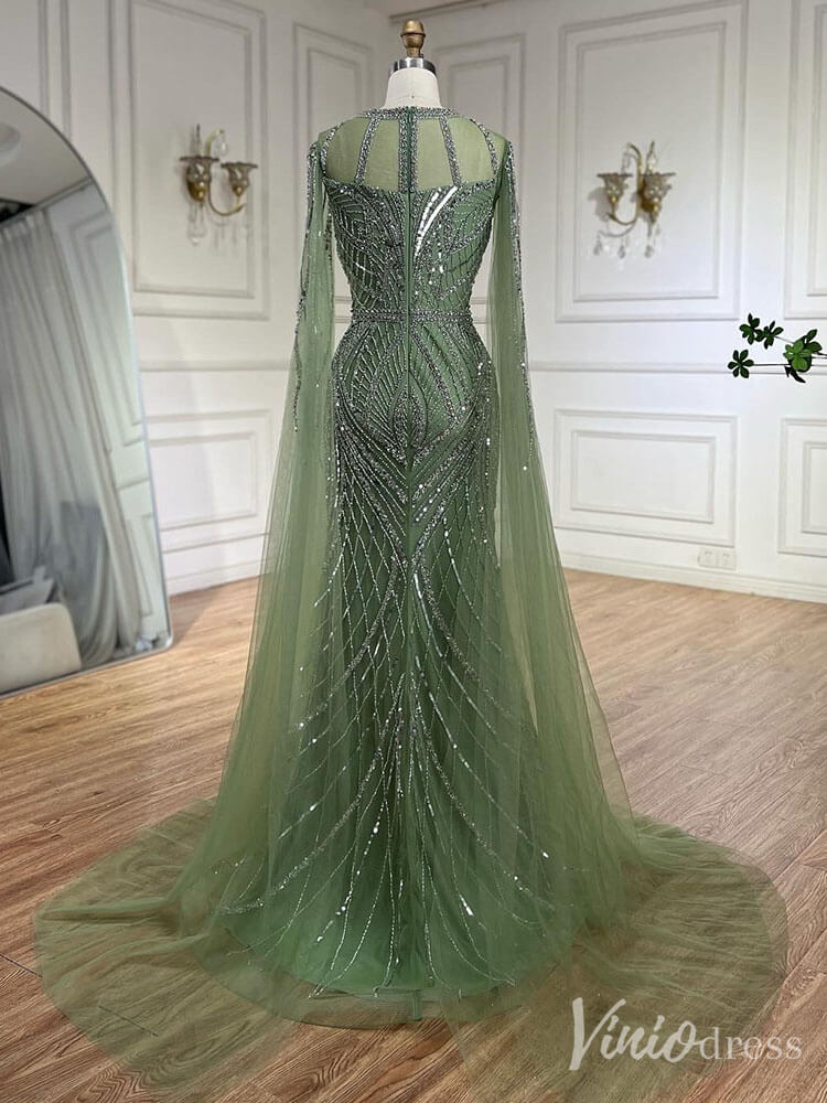 Elegant Beaded Lace Sheath Prom Dresses Extra Long Sleeve Pageant Dress 20213-Evening Dresses 2025 -Viniodress-Mauve-US 2-