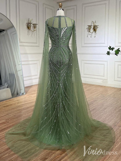 Elegant Beaded Lace Sheath Prom Dresses Extra Long Sleeve Pageant Dress 20213-Evening Dresses 2025 -Viniodress-Mauve-US 2-