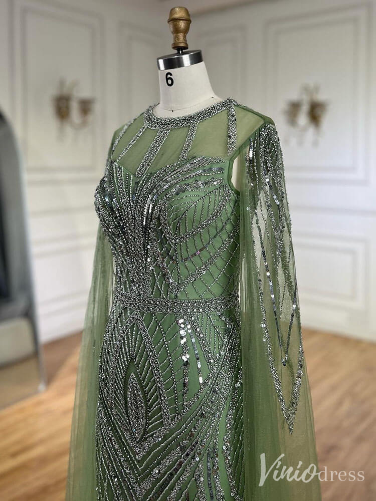 Elegant Beaded Lace Sheath Prom Dresses Extra Long Sleeve Pageant Dress 20213-Evening Dresses 2025 -Viniodress-Mauve-US 2-