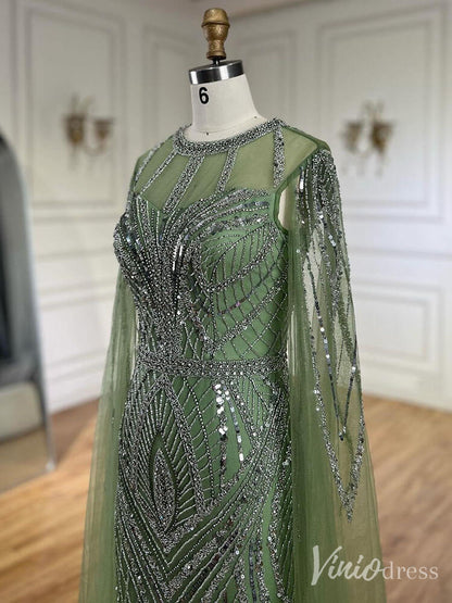 Elegant Beaded Lace Sheath Prom Dresses Extra Long Sleeve Pageant Dress 20213-Evening Dresses 2025 -Viniodress-Mauve-US 2-