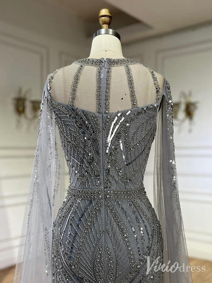 Elegant Beaded Lace Sheath Prom Dresses Extra Long Sleeve Pageant Dress 20213-Evening Dresses 2025 -Viniodress-Mauve-US 2-