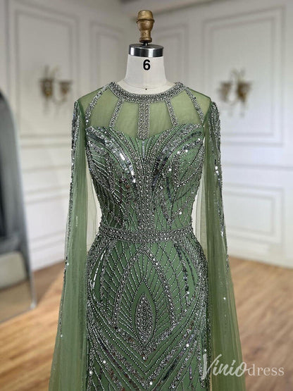 Elegant Beaded Lace Sheath Prom Dresses Extra Long Sleeve Pageant Dress 20213-Evening Dresses 2025 -Viniodress-Mauve-US 2-