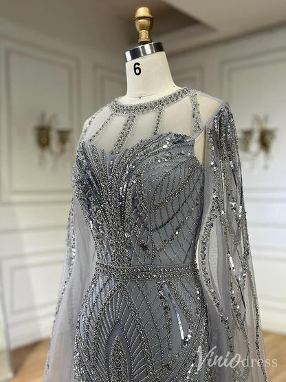 Elegant Beaded Lace Sheath Prom Dresses Extra Long Sleeve Pageant Dress 20213-Evening Dresses 2025 -Viniodress-Mauve-US 2-