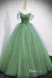 Elegant Beaded Pleated Tulle Prom Dresses Off the Shoulder Formal Dress FD3099-prom dresses-Viniodress-Light Green-Custom Size-Viniodress