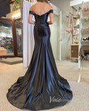 Elegant Black Satin Prom Dresses with Slit Off the Shoulder Evening Dress FD3615-prom dresses-Viniodress-Viniodress