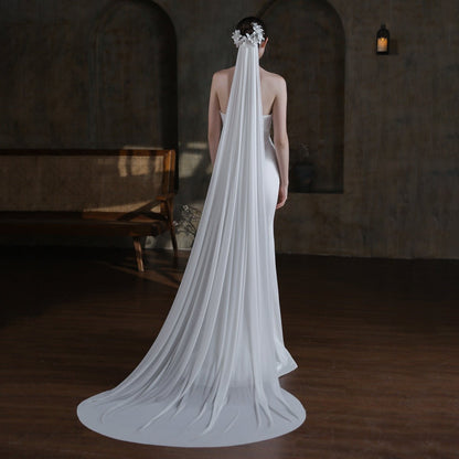 Elegant Bridal Veil with Flowers Viniodress-Bridal Veil 2025 -Viniodress-Ivory-230cm-