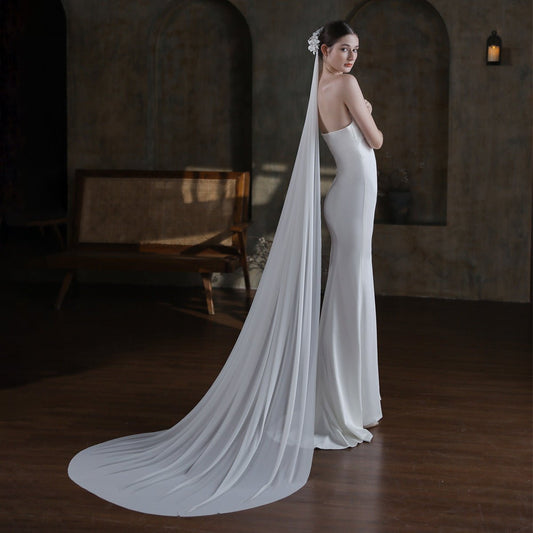 Elegant Bridal Veil with Flowers Viniodress-Bridal Veil 2025 -Viniodress-Ivory-230cm-