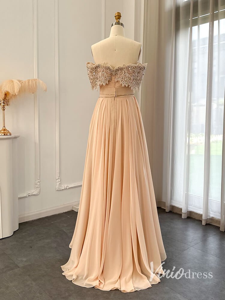 Elegant Chiffon Prom Dresses Off the Shoulder Mother of the Bride Dress AD1165-Evening Dresses 2025 -Viniodress-Pink-US 2-