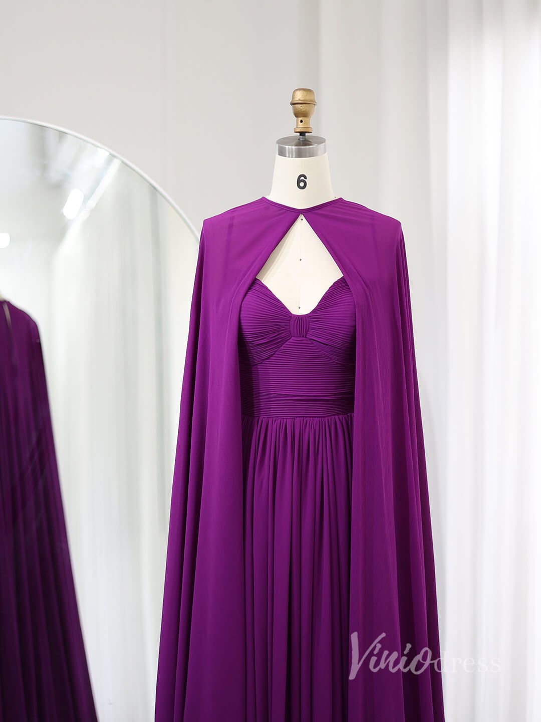 Elegant Chiffon Sheath Formal Dresses Cape Sleeve Mother of the Bride Dress AD1182-prom dresses 2025 -Viniodress-Purple-US 2-