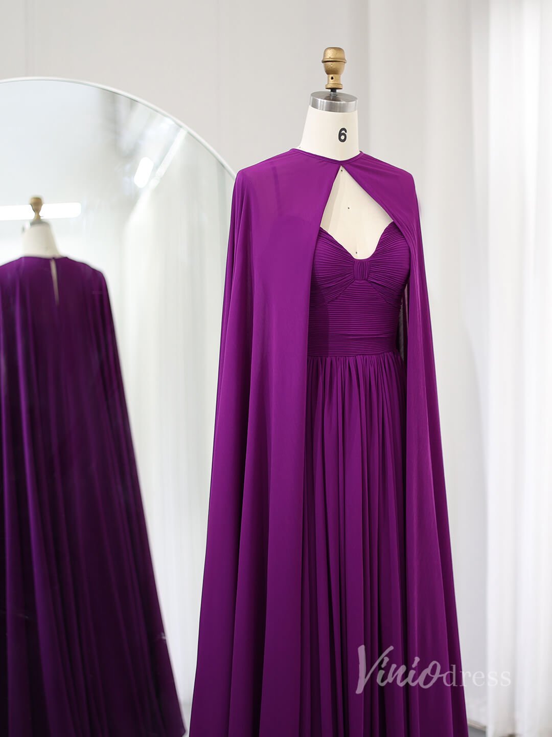 Elegant Chiffon Sheath Formal Dresses Cape Sleeve Mother of the Bride Dress AD1182 - Viniodressprom dressesPurpleUS 2 - Formal Dresses - Ball Gowns