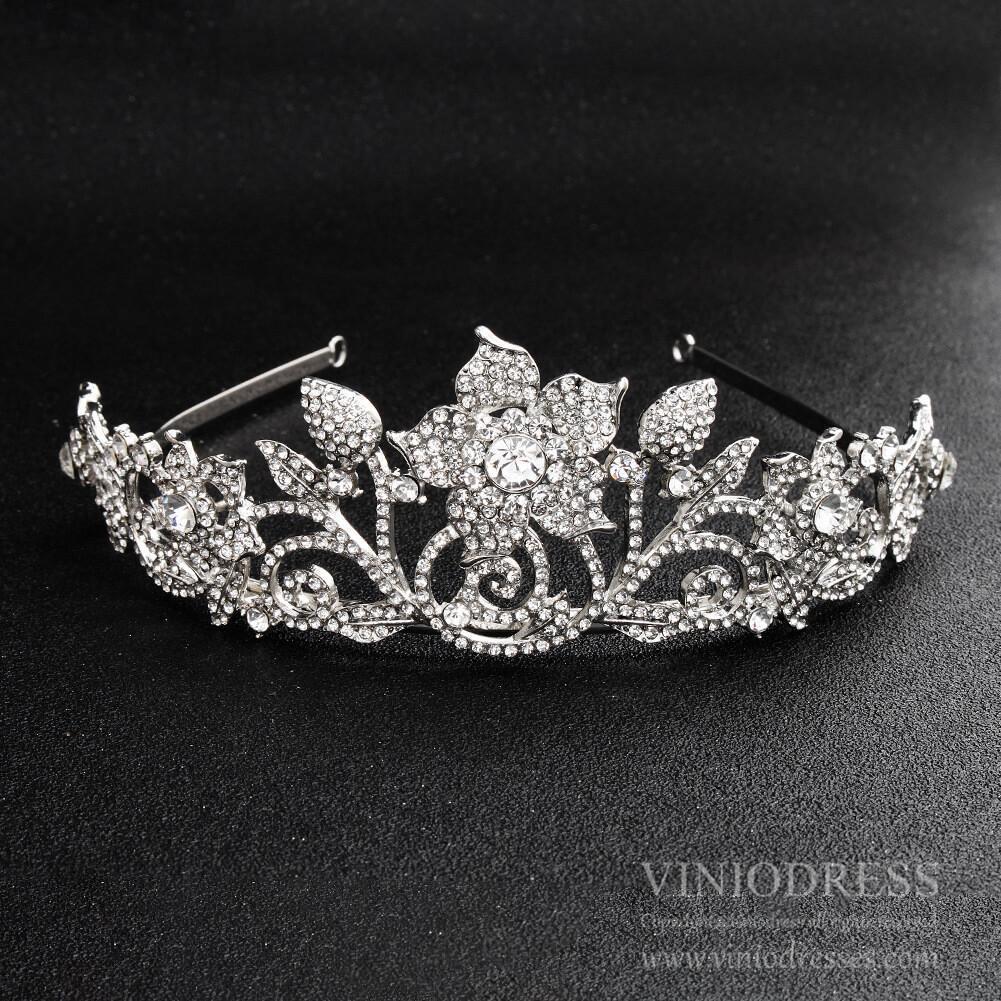 Elegant Crystal Bridal Tiaras AC1245-Headpieces-Viniodress-Silver-Viniodress