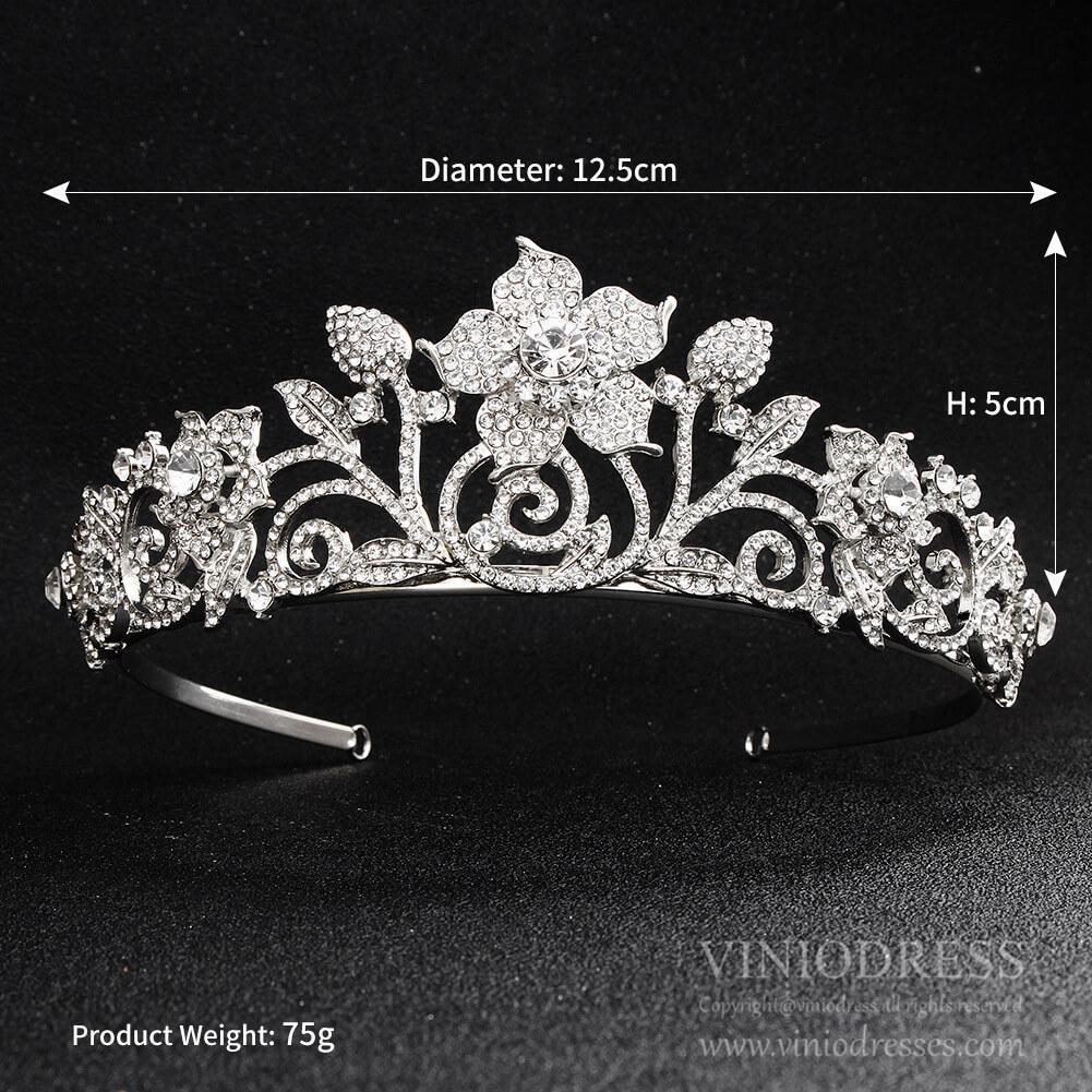 Elegant Crystal Bridal Tiaras AC1245-Headpieces-Viniodress-Silver-Viniodress