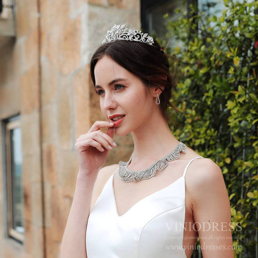 Elegant Crystal Bridal Tiaras AC1245-Headpieces-Viniodress-Silver-Viniodress