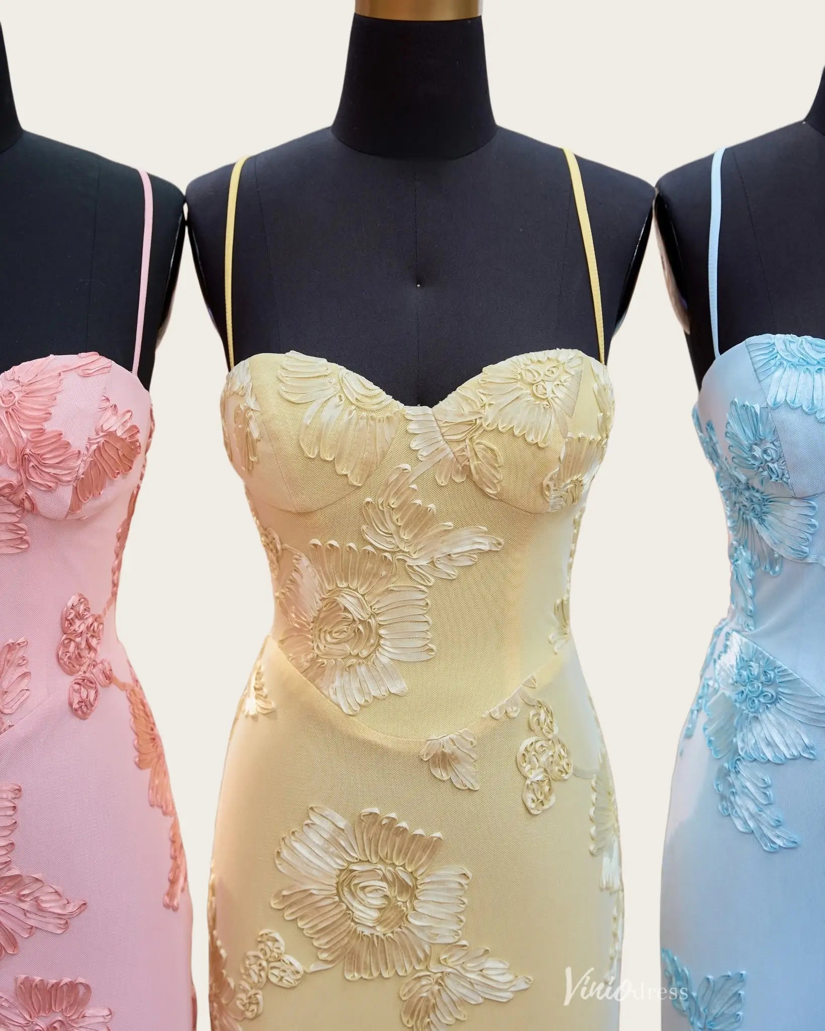 Elegant Floral Applique Prom Dress with Spaghetti Straps and Sweetheart Neck – LP054-prom dresses 2026-Viniodress-Wine-Custom Size – Add Measurements in Cart-