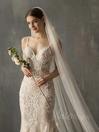 Elegant Floral Cathedral Veil For Bride AC1015-Bridal Veil 2025 -Viniodress-Ivory-
