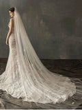 Elegant Floral Cathedral Veil For Bride AC1015-Veils-Viniodress-Ivory-Viniodress