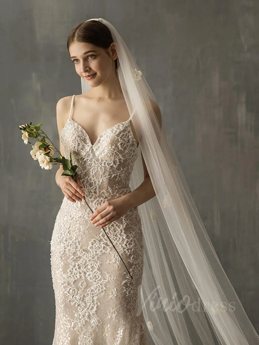 Elegant Floral Cathedral Veil For Bride AC1015-Veils-Viniodress-Ivory-Viniodress