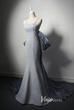 Elegant Grey Mermiad Prom Dresses Spaghetti Strap Evening Dress AD1015-prom dresses-Viniodress-Viniodress