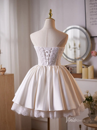 Elegant Ivory Lace Corset Homecoming Dress with Sweetheart Neckline & Satin Skirt – BJ102-prom dresses 2025 -Viniodress-Ivory-Custom Size-