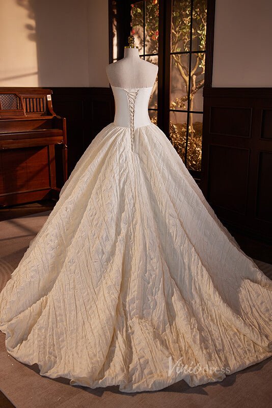 Elegant Jacquard Satin Quinceanera Dresses Strapless Rosette Dress AD1063-Quinceanera Dresses 2025 -Viniodress-Champagne-Custom Size-