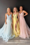Elegant Lace Applique Prom Dresses with Slit Boned Bodice Spaghetti Strap FD4045B