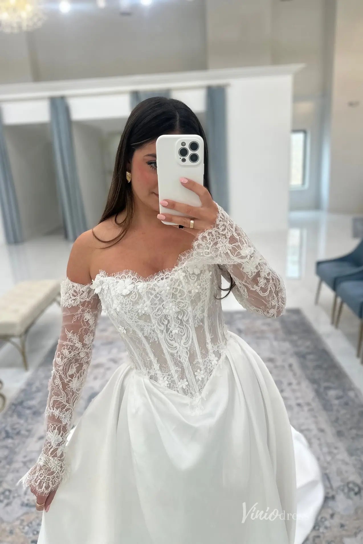 Elegant Lace Corset A-Line Wedding Dress with Sweetheart Neckline, High Slit Skirt & Chapel Train – MS150-wedding dresses 2026-Viniodress-Ivory-Custom Size-Dress Only