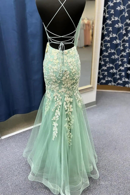 Elegant Lace Mermaid Prom Dresses 2025 with Spaghetti Strap & V-Neck – FD5073-prom dresses 2025 -Viniodress-Lavender-Custom Size-