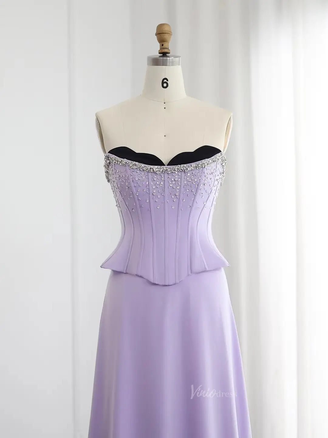Elegant Lavender Prom Dresses Cape Train Formal Dresses Beaded Strapless Bodice BD031-Evening Dresses 2025 -Viniodress-Lavender-US 2-