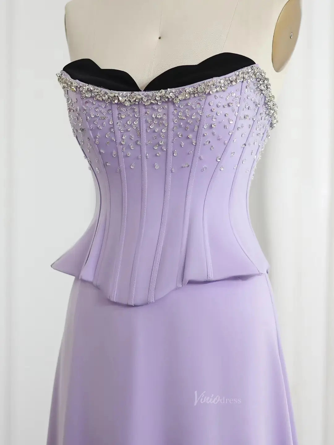 prom dresses 2025 Elegant Lavender Prom Dresses Cape Train Formal Dresses Beaded Strapless Bodice BD031-plus size wedding dresses Viniodress-Lavender-US 2-